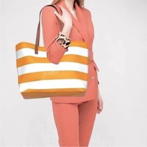 Michael Kors yellow and white tote